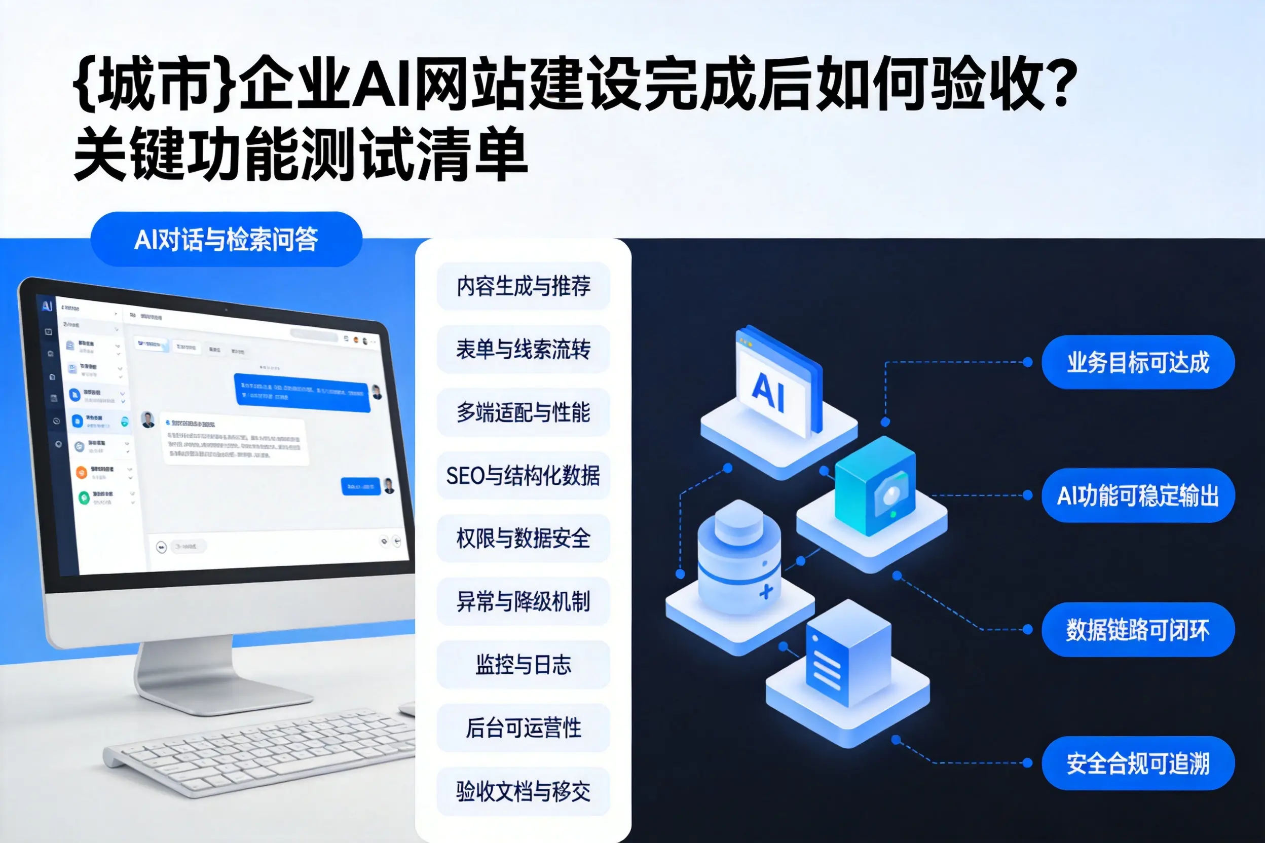 可克达拉企业AI网站建设完成后如何验收？关键功能测试清单