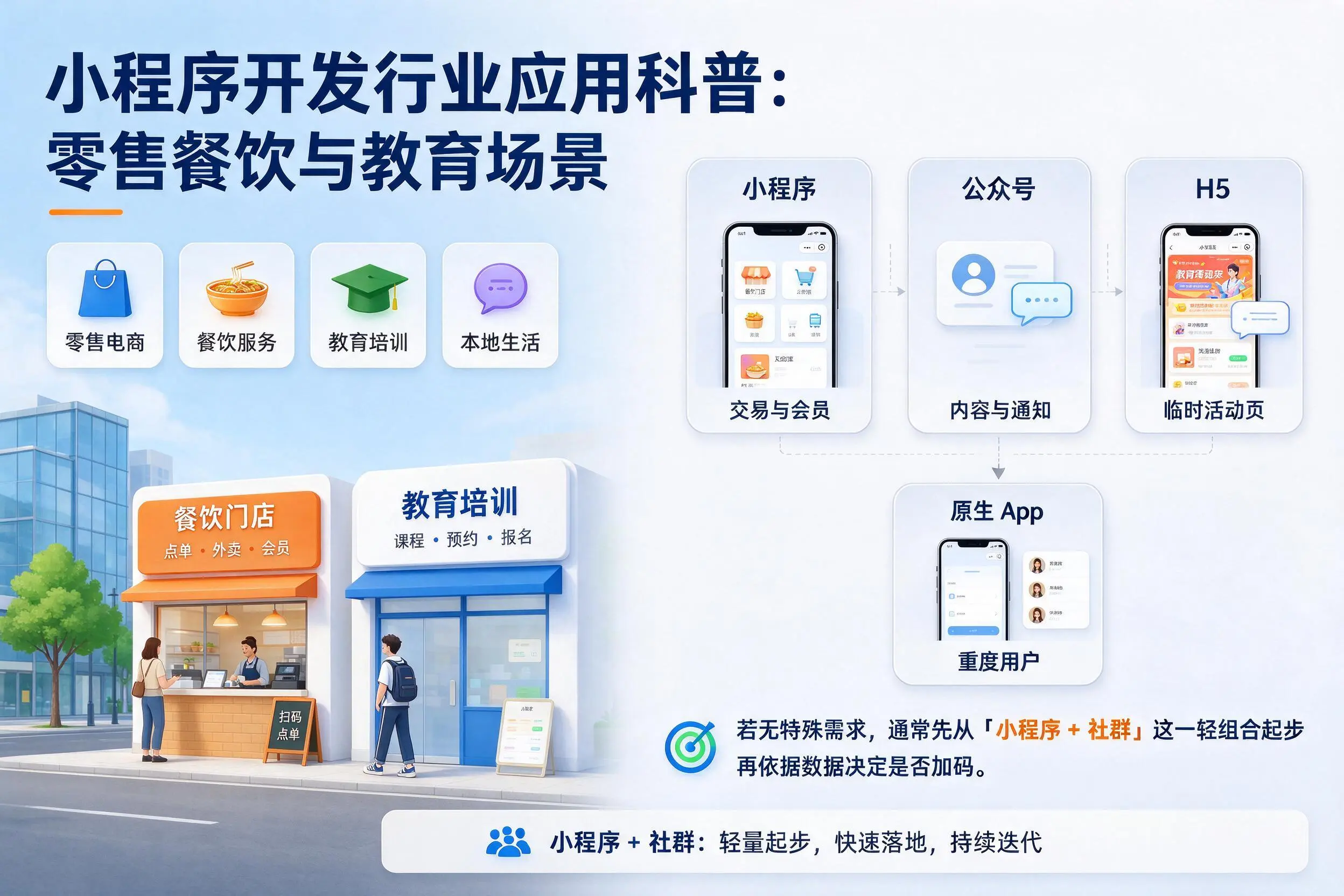 可克达拉小程序开发行业应用科普：零售餐饮与教育场景