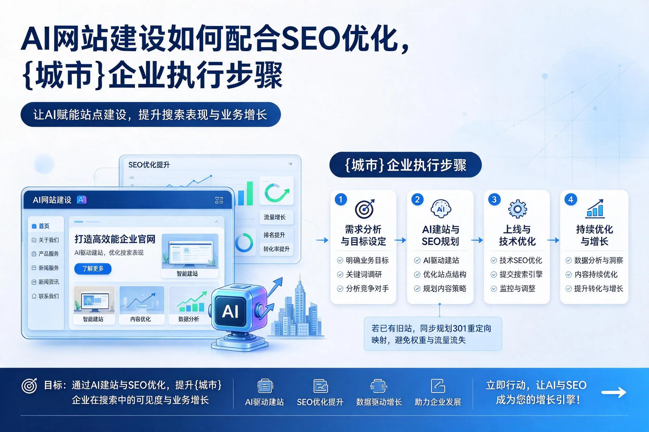 AI网站建设如何配合SEO优化，可克达拉企业执行步骤